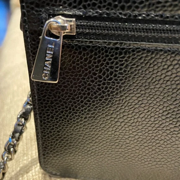 Chanel Black Pebbled Leather Wallet on a Chain - Picture 11 of 13